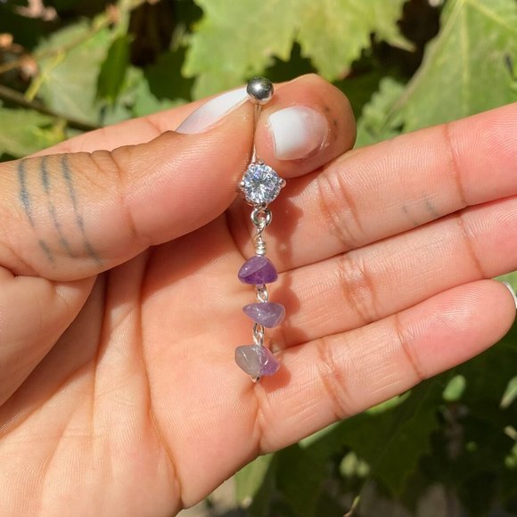 SOULFUL NATURE Amethyst Belly Button Ring - Picture 7 of 8